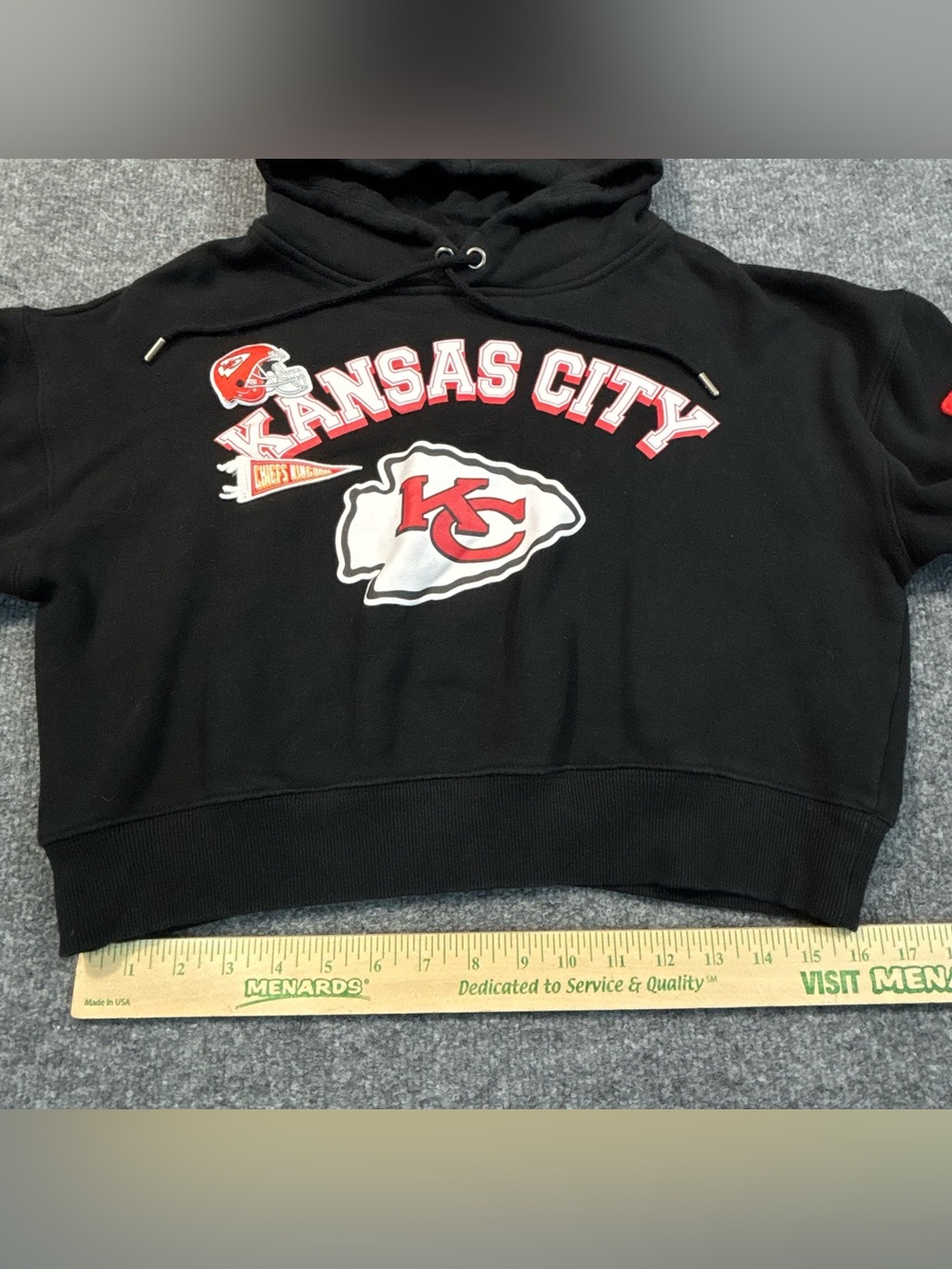 WEAR by Erin Andrews Kansas City Chiefs Cropped Hoodie Womens Small Black NFL - Picture 9 of 15